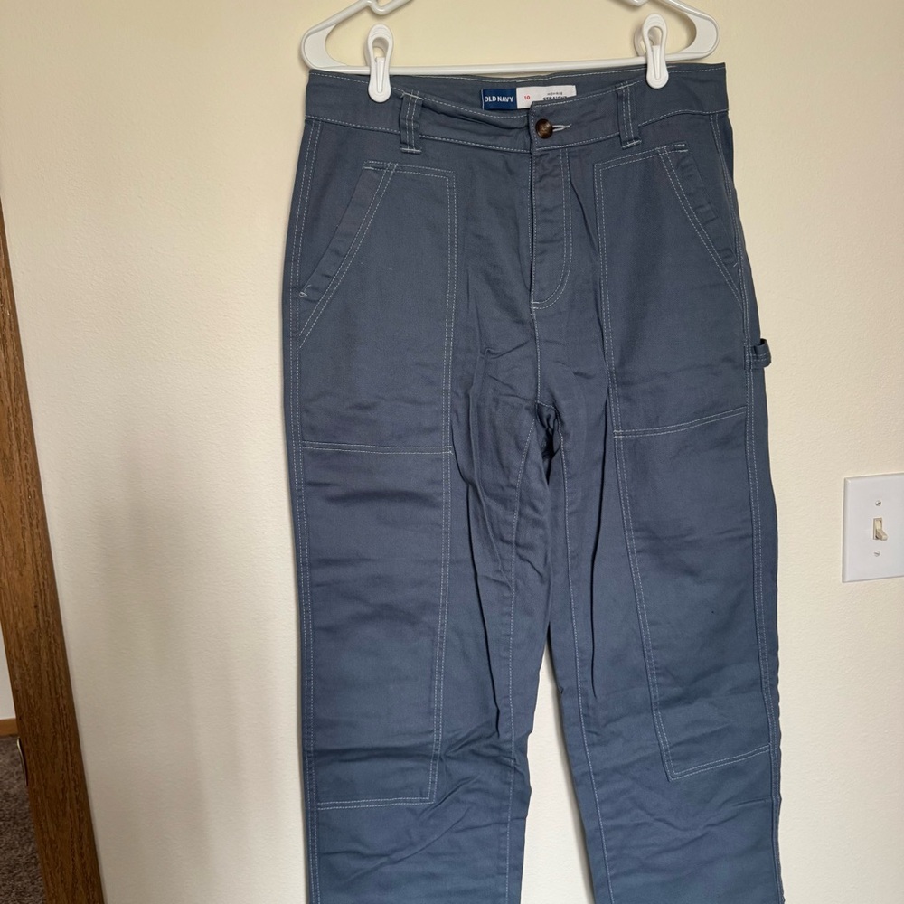 Old Navy High-Rise Straight Pants in Slate Blue